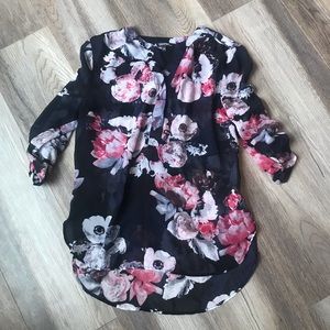 Navy and Floral Blouse